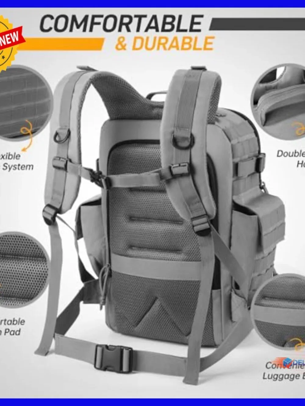 Military Diaper Backpack for Dads, 42L Oxford Daypack with Insulated Pockets
